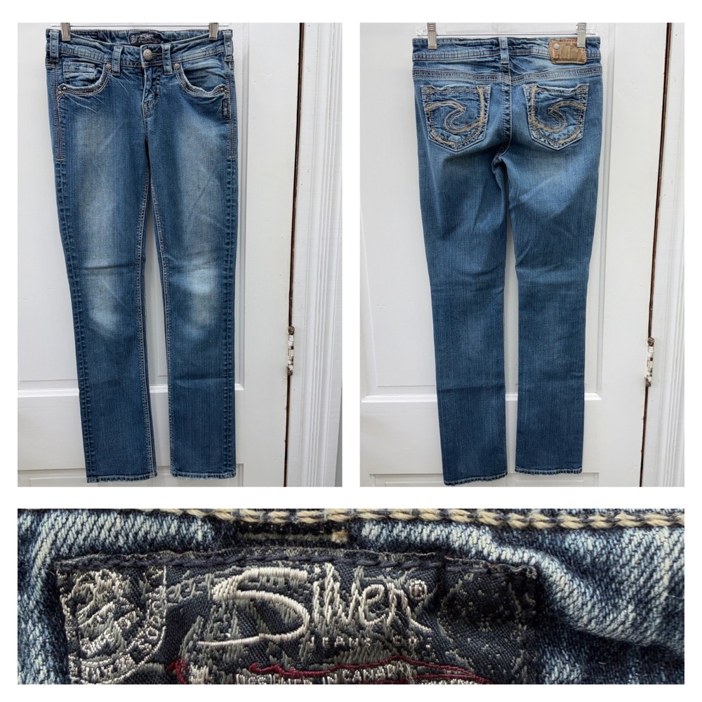 Silver Aiko Mid Rise Womens 26 x 33‎ Baby Boot Cut Denim Jeans L83511SJB369